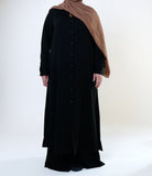 Black Long Button-Down Tunic