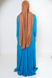 Luxury Caspian Blue Embroidered Cuff Abaya