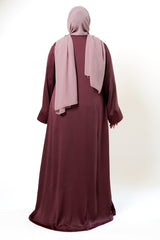 Rose Button Front Embroidered Abaya
