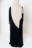 Black Geo Embroidered Cuff Open Abaya