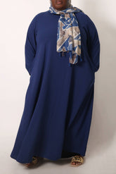 Plus Navy Empire Zip Abaya