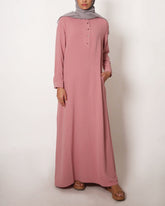 Rose Pink Henley Crinkle Abaya