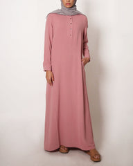 Rose Pink Henley Crinkle Abaya