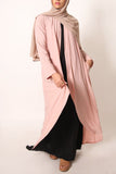 Dusty Pink Matte Jersey Long Asymmetrical Cardigan