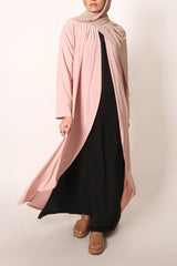 Dusty Pink Matte Jersey Long Asymmetrical Cardigan
