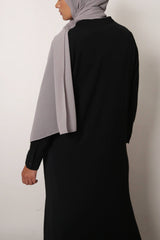 Black Henley Crinkle Abaya