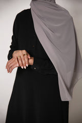 Black Henley Crinkle Abaya