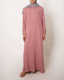 Rose Pink Henley Crinkle Abaya