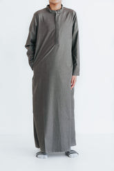 Boy's Grey Pintuck Pleated Thobe