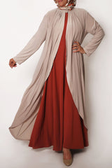 Sand Matte Jersey Long Asymmetrical Cardigan