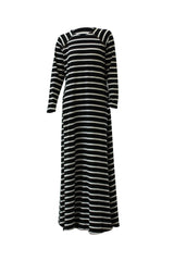 Black and White Stripe Double Zip Abaya