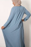 Dusty Blue Box Pleated Abaya