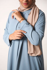 Dusty Blue Box Pleated Abaya