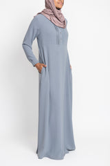 Grey Pintuck Pleated Crepe Jilbab