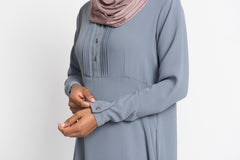 Grey Pintuck Pleated Crepe Jilbab