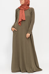 Olive Green Double Zip Abaya