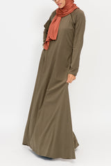 Olive Green Double Zip Abaya
