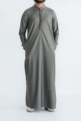 Men's Grey Pintuck Pleated Thobe