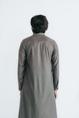 Men's Grey Pintuck Pleated Thobe