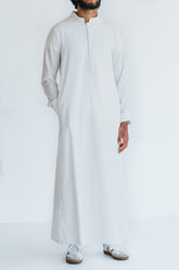 Men's White Pintuck Pleated Thobe