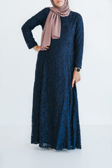 Navy Lace Formal Abaya