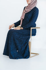 Navy Lace Formal Abaya