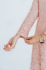 Peach Lace Formal Abaya