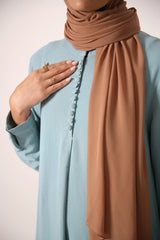 Seaglass Blue Button Front Crinkle Abaya