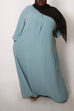Plus Seaglass Blue Front Crinkle Abaya