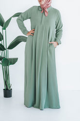 Sage Box Pleated Abaya