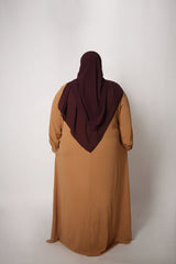 Plus Camel Tan Front Crinkle Abaya