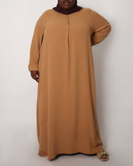 Plus Camel Tan Front Crinkle Abaya