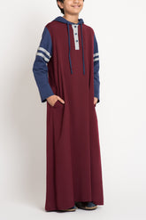 Boy's Burgundy Accent Hoodie Thobe