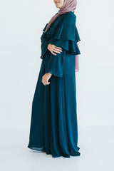 Deep Teal Ruffle Formal Abaya
