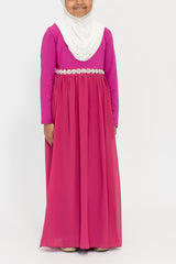 Girl's Magenta Beaded Abaya