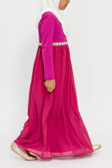 Girl's Magenta Beaded Abaya