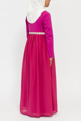 Girl's Magenta Beaded Abaya