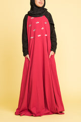 Girl's Ruby Jeweled Abaya