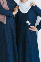 Girl's Navy Lace Formal Abaya