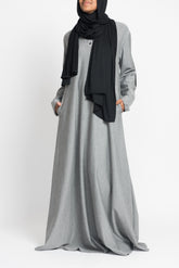 Grey Elbow Patch Henley Abaya