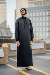 Men's Black Mockneck Thobe