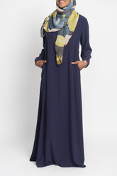 Indigo Pintuck Pleated Crepe Jilbab