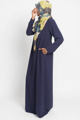 Indigo Pintuck Pleated Crepe Jilbab