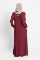 Maroon Pintuck Pleated Crepe Jilbab