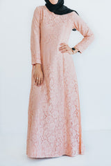 Peach Lace Formal Abaya