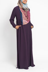 Plum Pintuck Pleated Crepe Jilbab