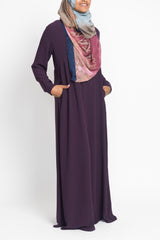 Plum Pintuck Pleated Crepe Jilbab