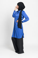 Royal Blue Long Satiny Blouse