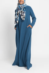 Slate Blue Pintuck Pleated Crepe Jilbab