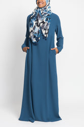 Slate Blue Pintuck Pleated Crepe Jilbab